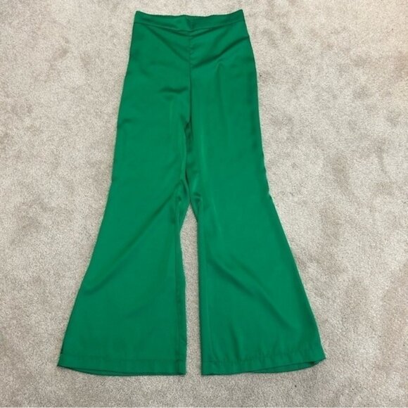 Rachel Zoe green satin effect flowy high waisted pull on trouser dress pants S - Picture 10 of 10